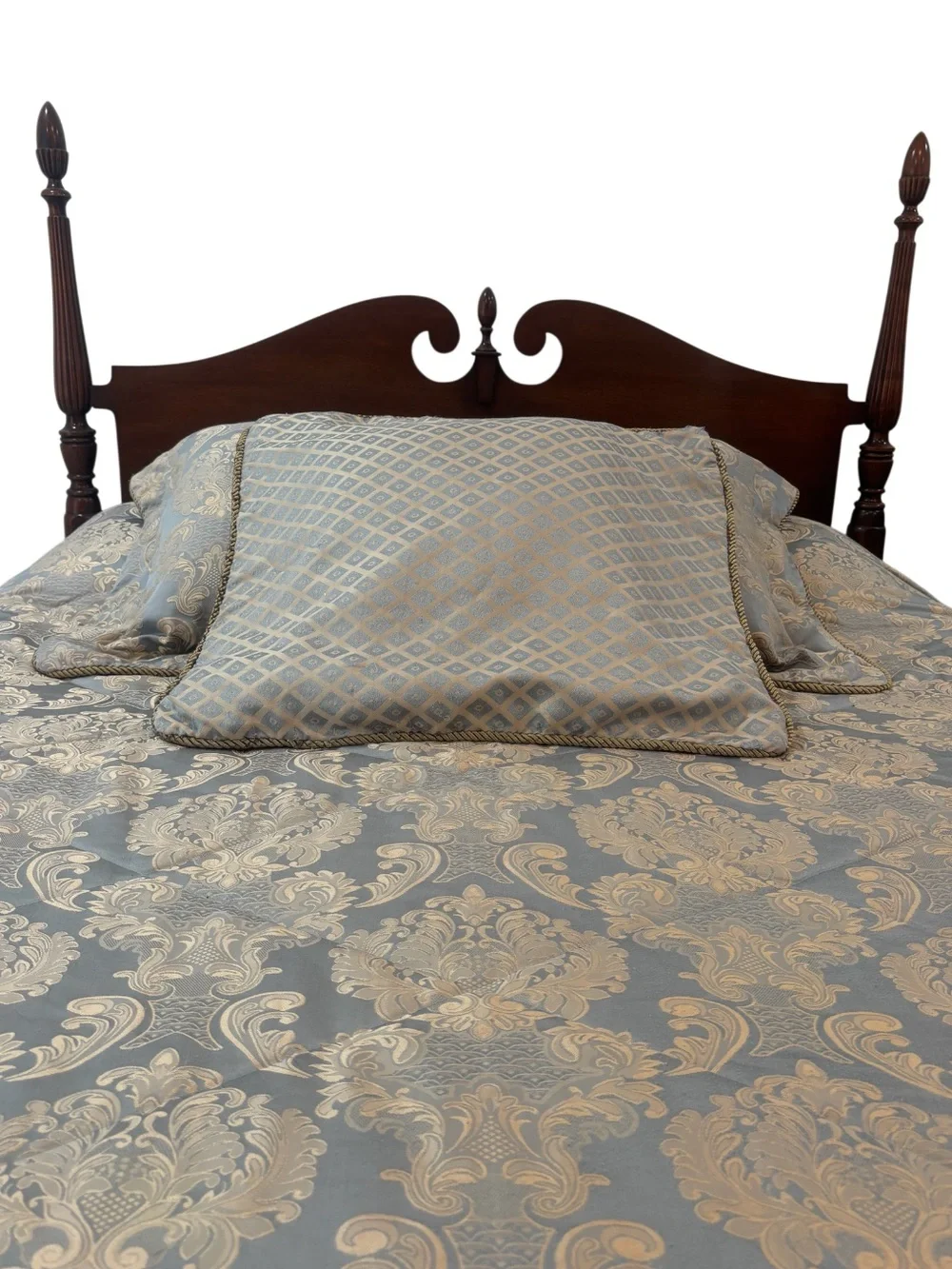 Luxury Vintage Blue Gold Beige Damask Comforter Set Grandmillennial
